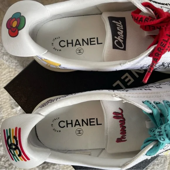 Chanel x Pharrell Williams Collab Canvas & Leather Sneakers Size 39 - Picture 5 of 13